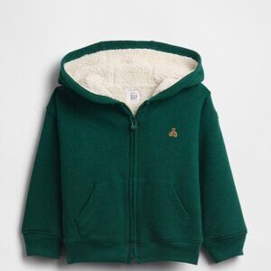 Baby Gap infant Sherpa-Lined Thermal Zip Hoodie in Essex Green